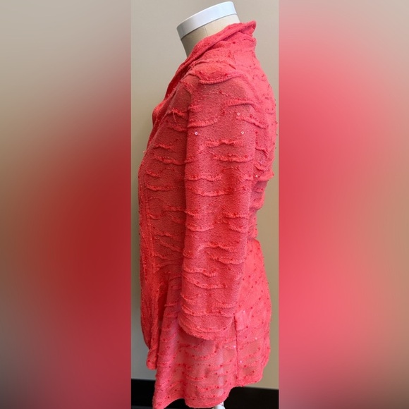 Frank Lyman Design Pink Sparkle Textured Drapey Open Cardigan women's size Small - Picture 4 of 9